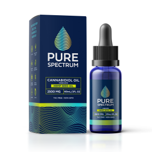 Glass dropper bottle of premium CBD Oil on a white surface, labeled with dosage and purity, available at Trippy Soul Marketplace.