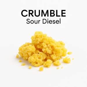 Close-up of golden, premium cannabis crumble concentrate on a dab tool, ready for use — premium quality from Trippy Soul Marketplace.