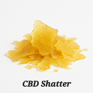 Pure CBD Shatter concentrate in translucent amber sheets from Trippy Soul Marketplace