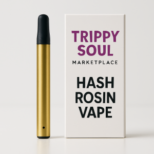 Hash Rosin Vape on a white background with amber-colored oil and sleek design. premium Hash Rosin Vape